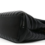 Calfskin Y Quilted Monogram Medium Loulou Chain Satchel Black