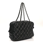 Nylon Quilted Tweed Stitch Bubble Camera Case Black