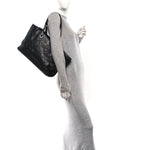 Glazed Calfskin Large On The Road Tote Black