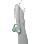 Shiny Aged Calfskin Quilted Nano Kelly Shopper Light Green