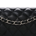 Lambskin Quilted Jumbo Double Flap Black