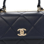 Lambskin Quilted Medium Trendy CC Flap Dual Handle Bag Blue