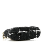 Tweed Quilted Mini Clutch With Chain  Black White