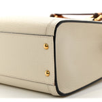 Textured Dollar Calfskin Web Small Diana Tote Bag Mystic White
