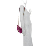 Velvet Matelasse Mini GG Marmont Shoulder Bag Fuchsia Violet Cyclamen