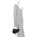 Grained Calfskin Mini Saddle Bag Black