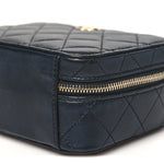 Lambskin Quilted Small Trendy CC Camera Case With Chain Navy