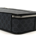GG Supreme Monogram Calfskin Web Medium Messenger Bag Black Grey