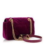 Velvet Matelasse Embroidered Mini GG Marmont Shoulder Bag Bordeaux