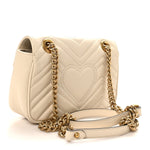 Calfskin Matelasse Mini GG Marmont Shoulder Bag White