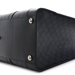 GG Supreme Monogram Textured Dollar Calfskin Large Ophidia Tote Bag Black Blue