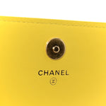 Lambskin Quilted Enamel Logo Flap Card Holder On Chain Yellow