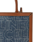 Denim All Over Print Small Vertical Cabas Navy Tan