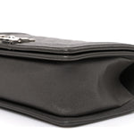 Caviar Quilted Medium Boy Flap Dark Grey