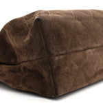 Suede Calfskin Lambskin Quilted Large Maxi Hobo Dark Brown