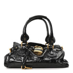 Crinkled Patent Medium Paddington Satchel Black