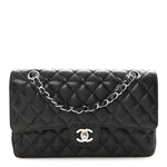 Caviar Quilted Medium Double Flap Black