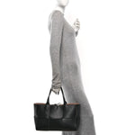 Nappa Maxi Intrecciato Medium Arco Tote Black Tan