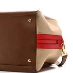 Smooth Calfskin Canvas Medium Cube Bowling Bag Malt Brown