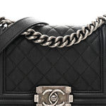 Caviar Quilted Small Boy Flap Black