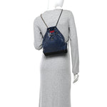 Aged Calfskin Quilted Gabrielle Backpack Navy Black