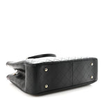 Caviar Quilted Large Shopping Tote Black
