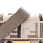 Canvas Vitello Seta FF Multicolor Embroidered Baguette Grezzo Multicolor Tortora