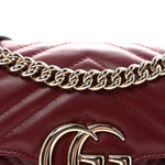 Calfskin Matelasse Small GG Marmont Shoulder Bag  Rosso Ancora
