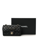 Lambskin Quilted Mini Rectangular Flap Black