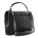 Sheepskin Matelasse Chevron Monogram Medium College Bag Black
