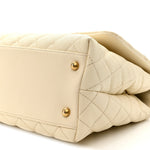 Caviar Quilted Small Coco Handle Flap White