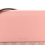 GG Supreme Monogram Textured Calfskin Emblem Wallet On Chain Pink