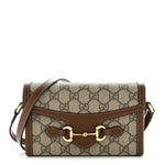 GG Supreme Monogram Mini Horsebit 1955 Shoulder Bag Beige Brown Sugar