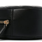 Lambskin Quilted Round Pearl Crush Clutch With Chain Black