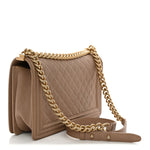Caviar Quilted New Medium Boy Flap Dark Beige