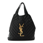 Lambskin Quilted Maxi Icare Shopping Tote Black