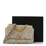 Tweed Quilted Medium Chanel 19 Flap Ecru Black