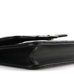 Lambskin Quilted Flap Phone Holder With Chain Black