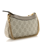 GG Supreme Monogram Textured Dollar Calfskin Web Mini Ophidia GG Handbag Beige Mystic White Oatmeal