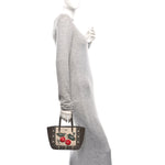 Suede Raffia Woven Studded Embroidered Cherryfic Mini Nellcote Shopping Tote Brown Multicolor