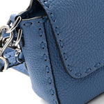 Cuoio Roma Sellerissima Nappa Sintetica Tape Stitch Baguette Placca Placca Argento Blue