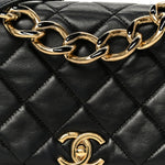 Lambskin Quilted Medium Color Match Flap Black