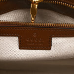 GG Supreme Monogram Azalea Calfskin Small Retro Interlocking G Tote Bag Beige Ebony Brown Sugar