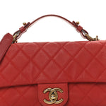 Iridescent Caviar Quilted Medium Chic Quilt Flap Red