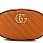 Vintage Effect Calfskin Matelasse Diagonal Torchon GG Marmont Belt Bag 95 38 Cognac