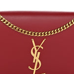 Smooth Calfskin Medium Classic Monogram Kate Tassel Satchel Lipstick Red