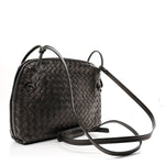 Metallic Nappa Intrecciato Nodini Crossbody Messenger Dark Grey