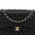 Caviar Quilted Jumbo Double Flap Black