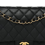 Caviar Quilted Medium Double Flap Black