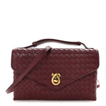 Nappa Intrecciato Knot Lock Top Handle Crossbody Bag Barolo